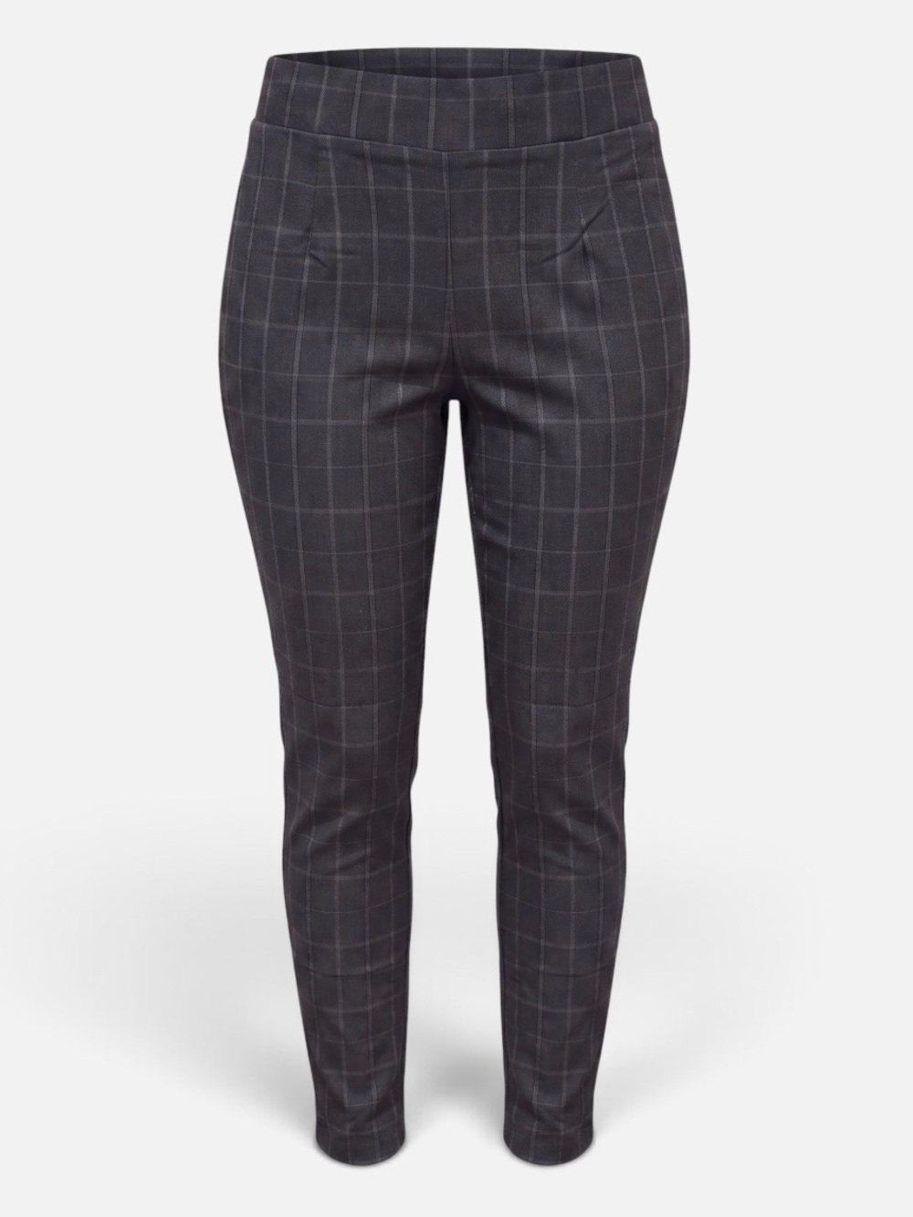 DKNYC Women's Charcoal Plaid Stretch Ponte Pants